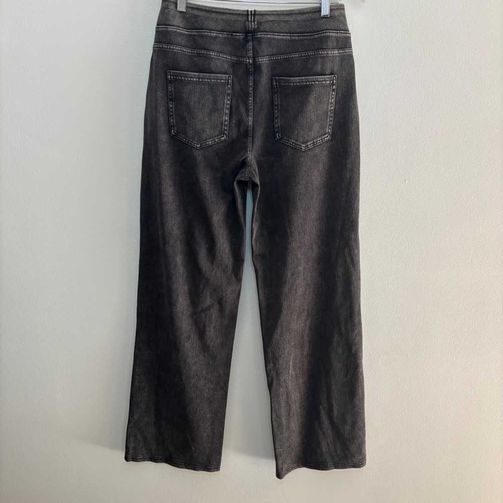 Halara Flex High Waisted Tummy Control Wide Leg Casual Jeans Black Retro Boho - Picture 2 of 10